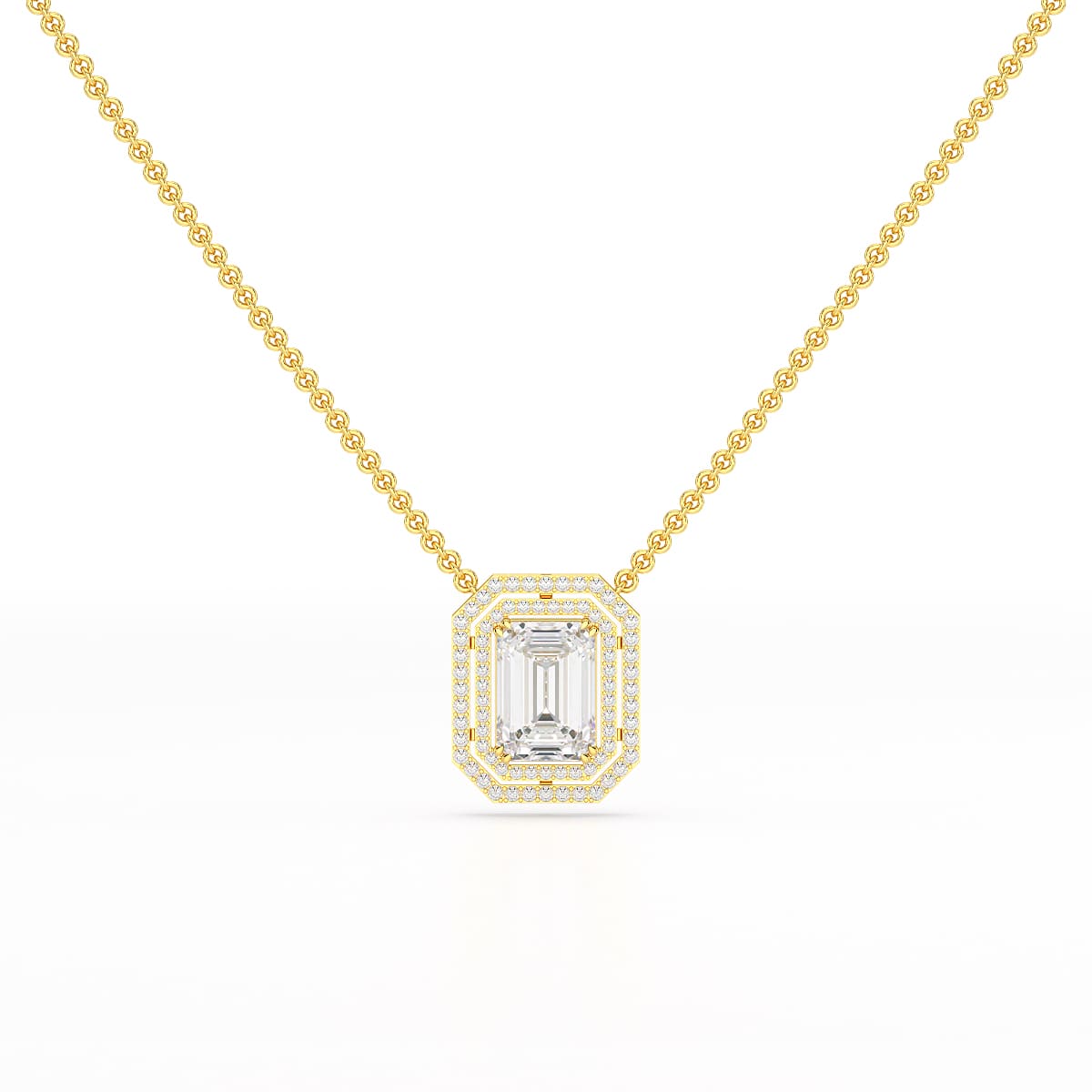 11.43 CT Emerald Cut Halo Lab Diamond Pendant