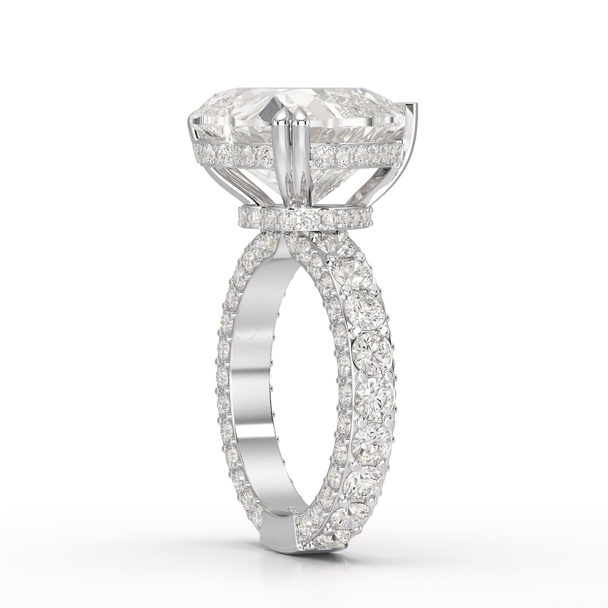 12.33 CT Hidden Halo Lab Diamond Heart Cut Ring