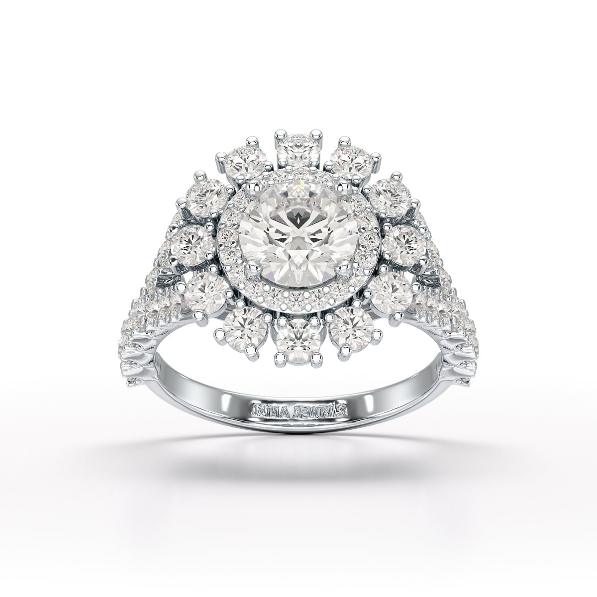 2.63 CT Double Halo Lab Diamond Wedding Ring - Jama Jewels 