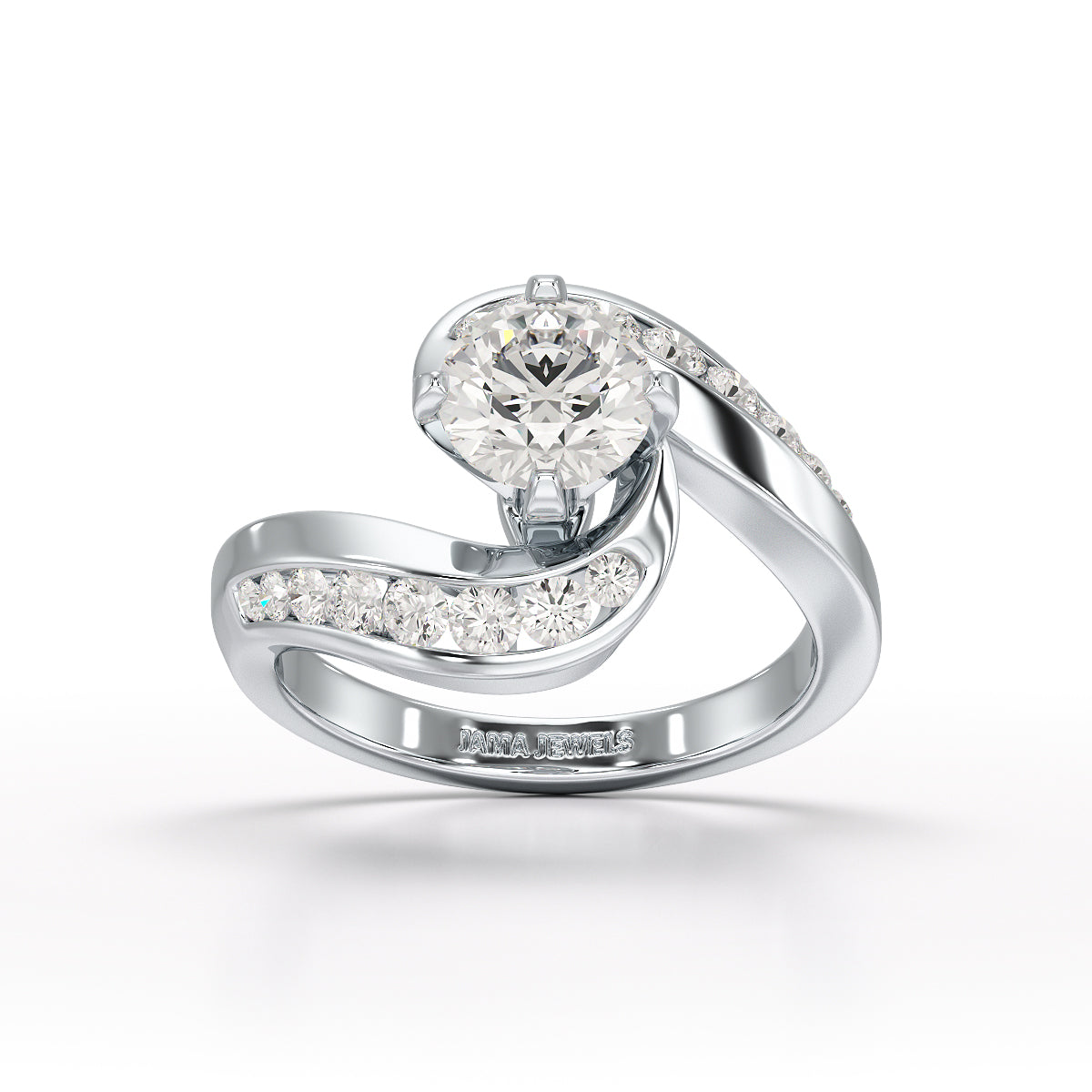 Lab Diamond Twist Design 1.61 CT Engagement Ring - Jama Jewels 