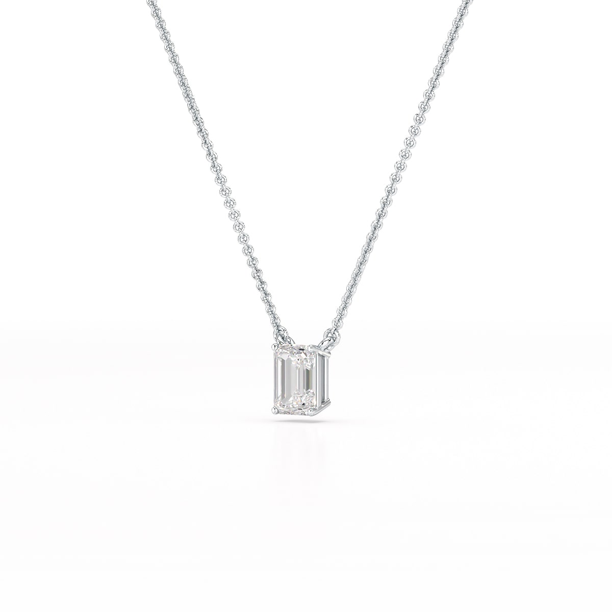 1 CT Emerald Cut Lab Grown Diamond Solitaire Pendant