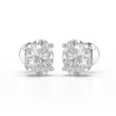 1 CT Oval Pair Solitaire Lab Diamond Stud Earrings