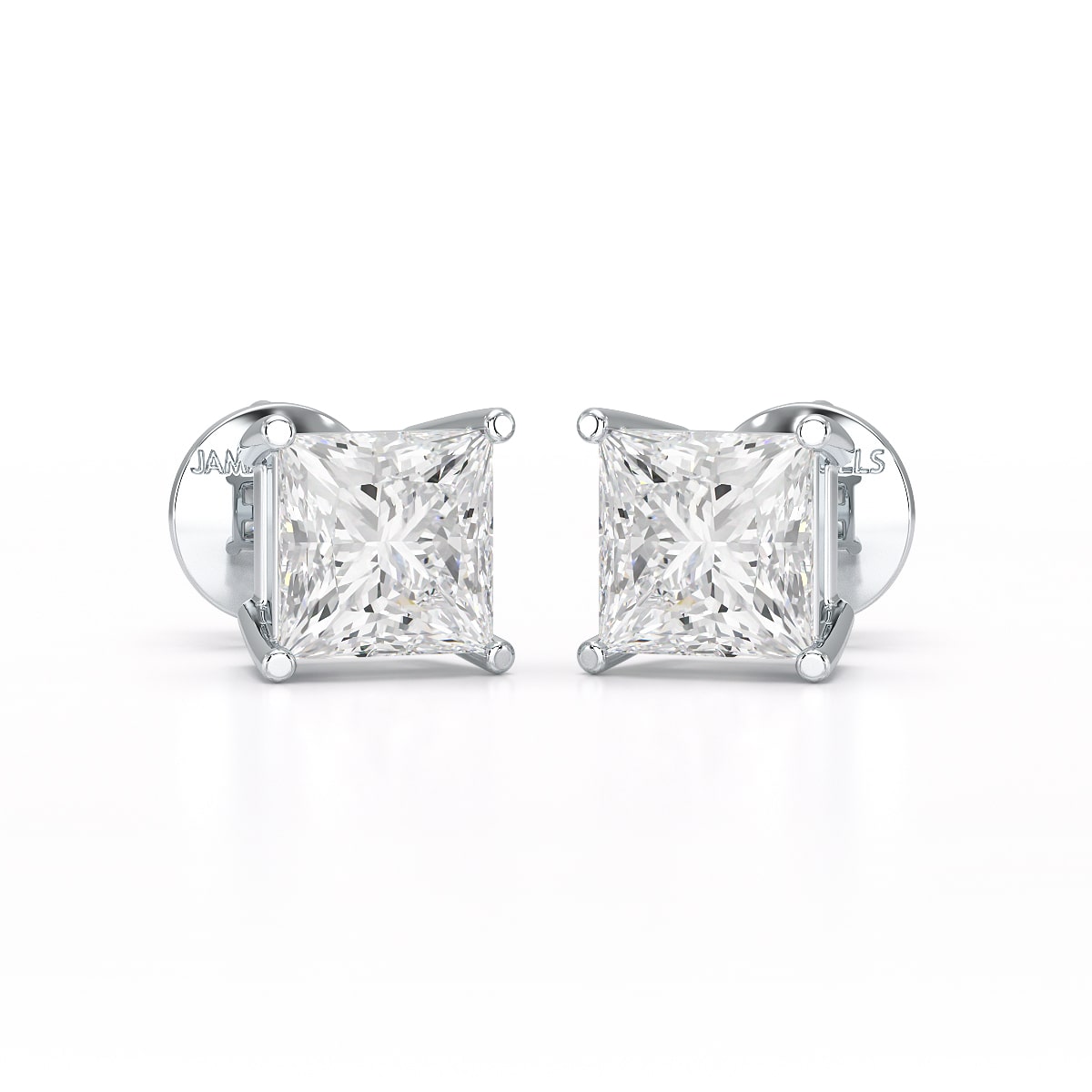 Single Princess Cut Lab Diamond Stud Earrings