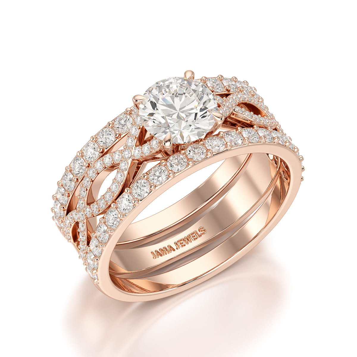 2.12 CT Lab Diamond Halo Triple Row Engagement Ring