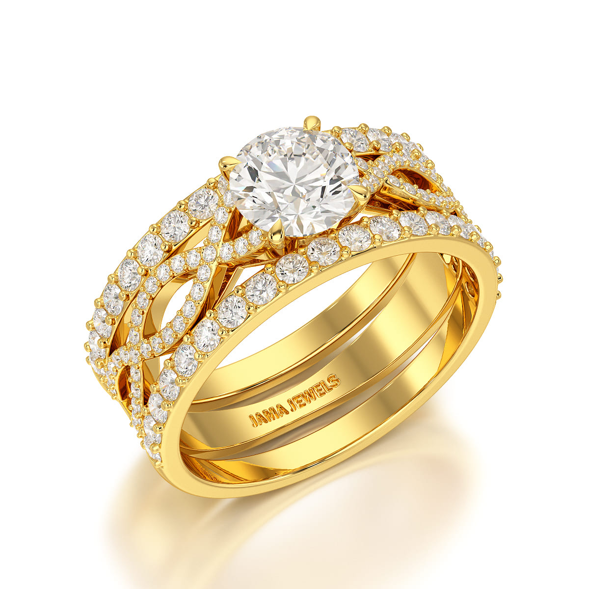 2.12 CT Lab Diamond Halo Triple Row Engagement Ring