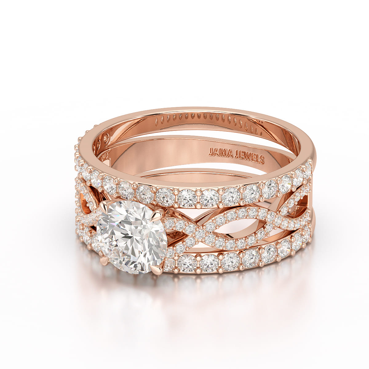 2.12 CT Lab Diamond Halo Triple Row Engagement Ring