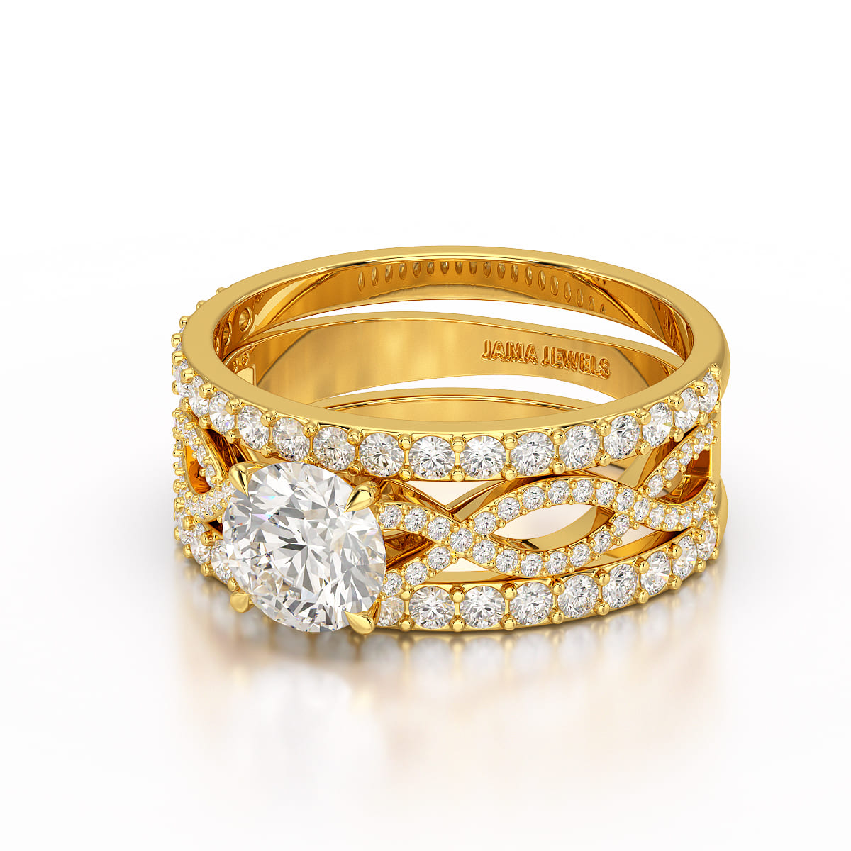 2.12 CT Lab Diamond Halo Triple Row Engagement Ring