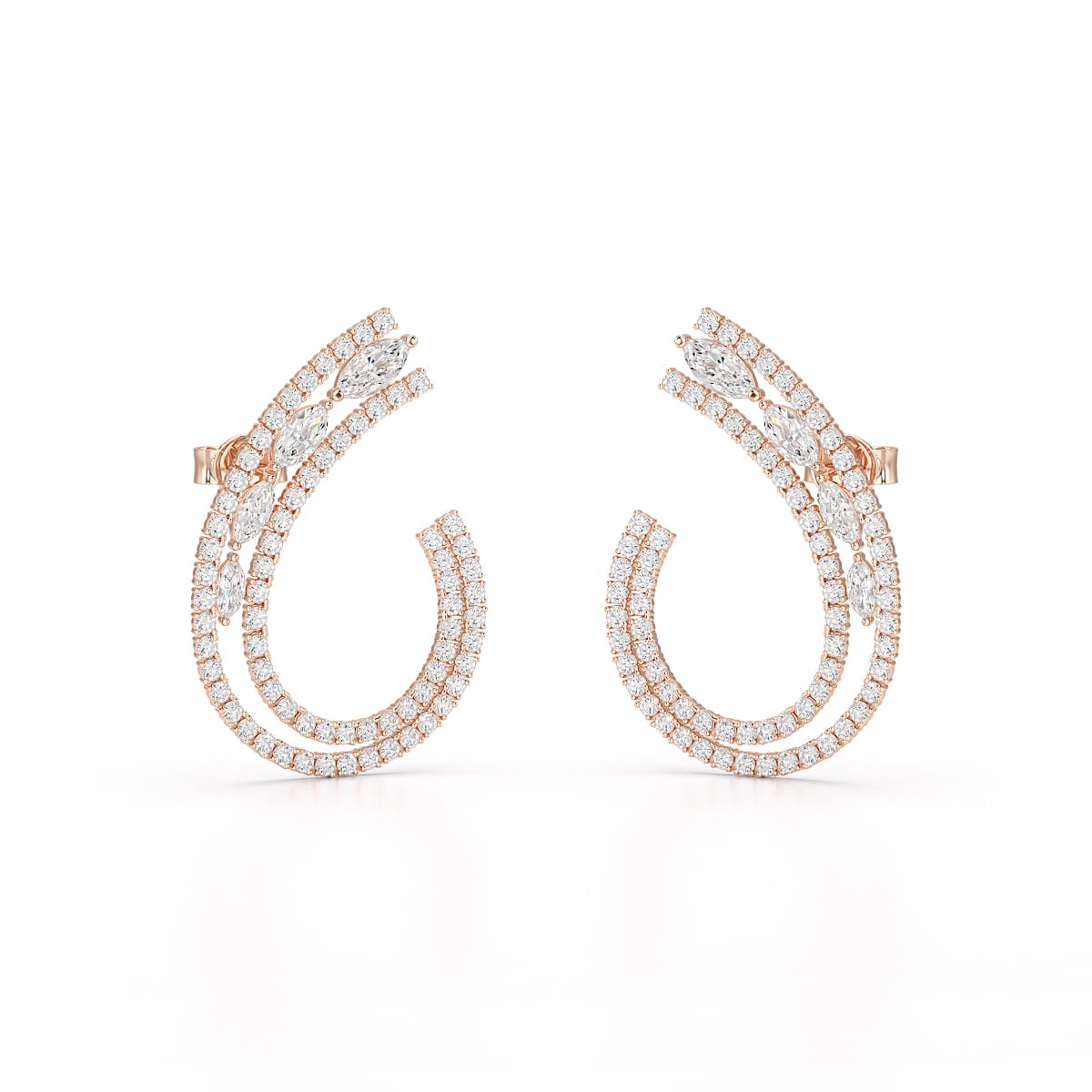 2.2 CT Lab Diamond Marquise Cut Stud Earrings