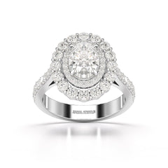 2.39 CT Lab Diamond Oval Cut Halo Engagement Ring
