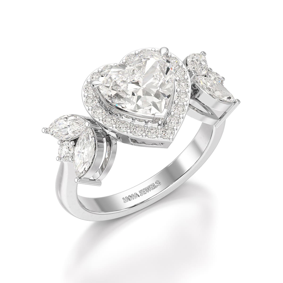 2.41 CT Lab Diamond Heart Cut Halo Ring