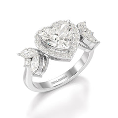 2.41 CT Lab Diamond Heart Cut Halo Ring