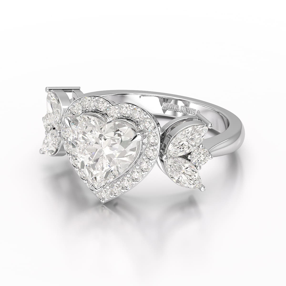 2.41 CT Lab Diamond Heart Cut Halo Ring