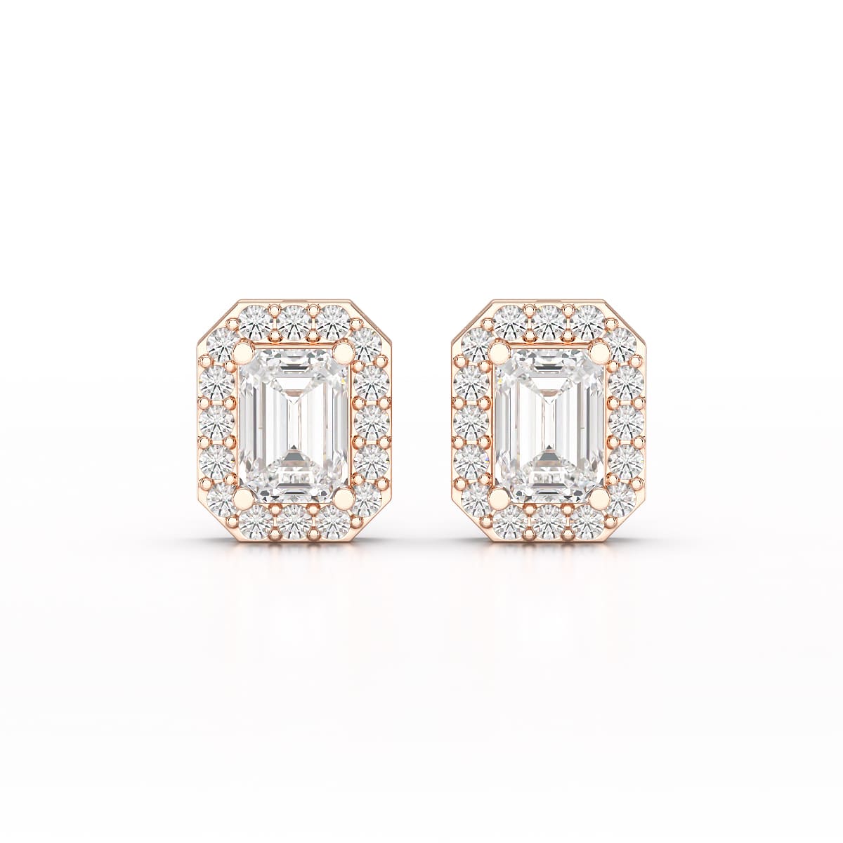 2.51 CT Lab Diamond Halo Emerald Stud Earrings