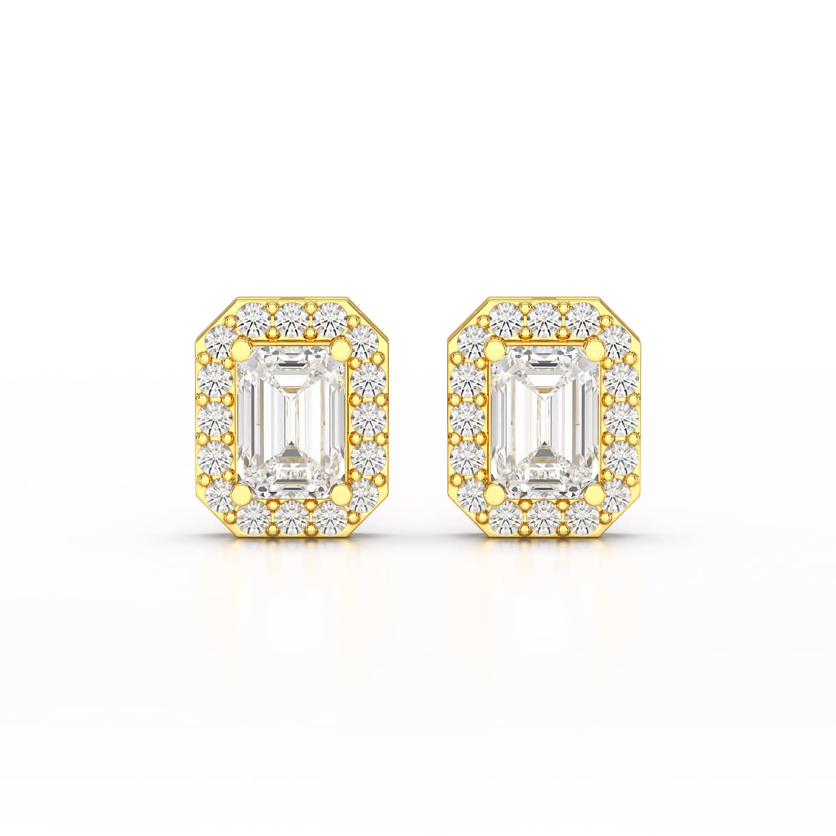 2.51 CT Lab Diamond Halo Emerald Stud Earrings
