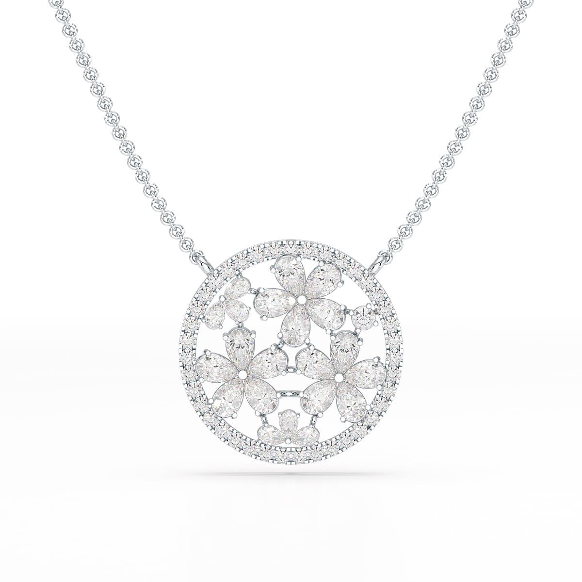 2.57 CT Pear Cut Flower Lab Diamond Pendant