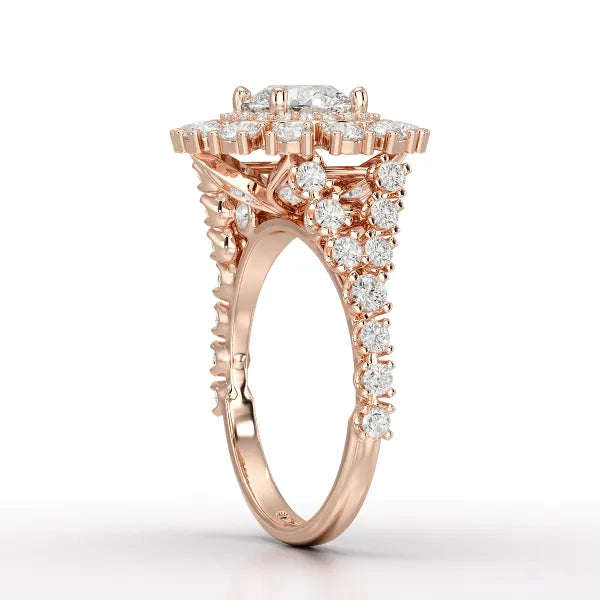 2.63 CT Double Halo Lab Diamond Wedding Ring - Jama Jewels 