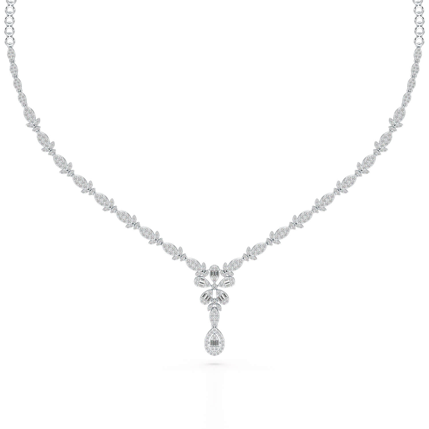 2.5 CT Baguette Cut Lab Grown Diamond Necklace