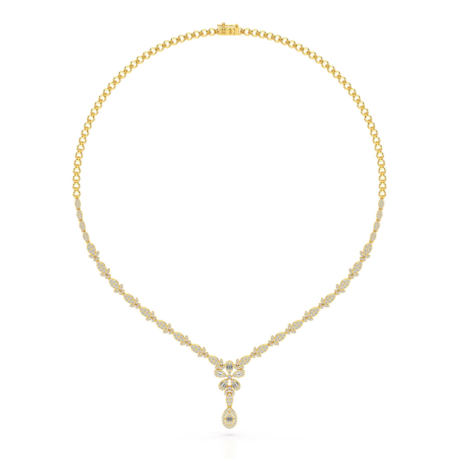 2.5 CT Baguette Cut Lab Grown Diamond Necklace