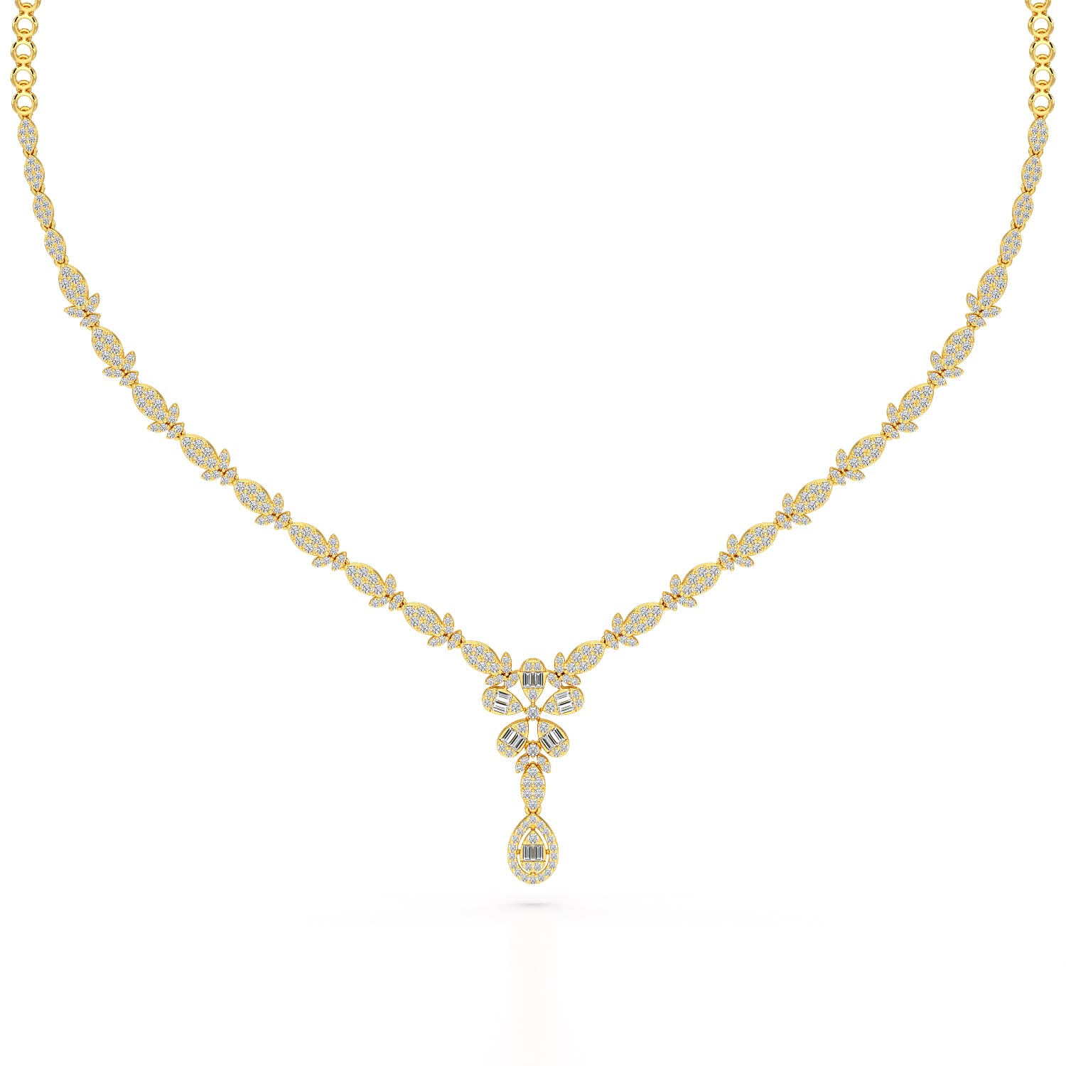 2.5 CT Baguette Cut Lab Grown Diamond Necklace