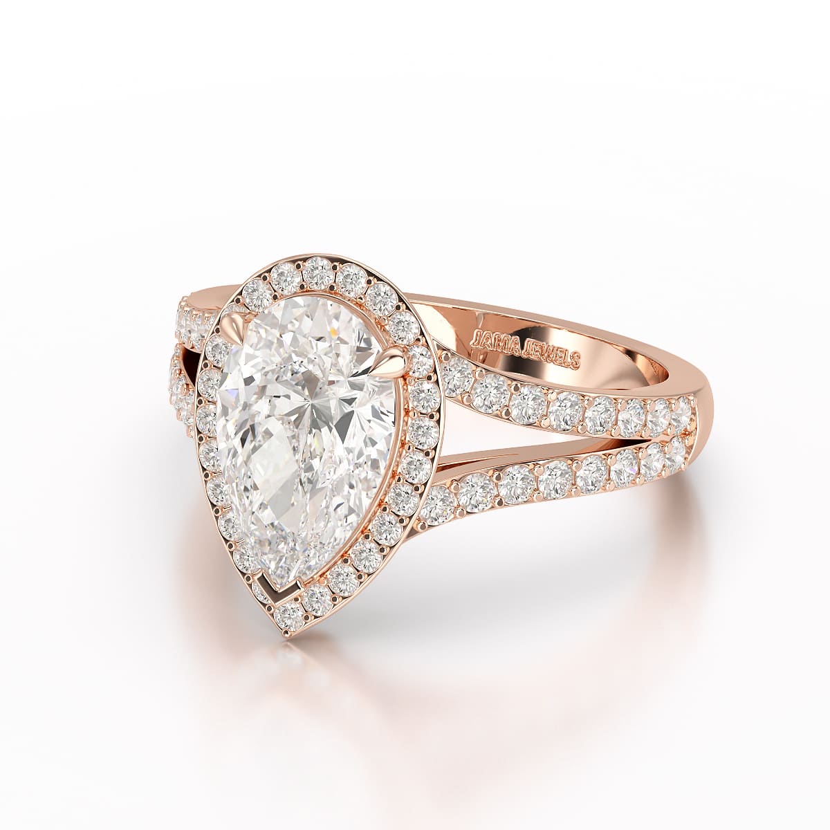 2.65 CT Lab Diamond Pear Cut Halo Ring