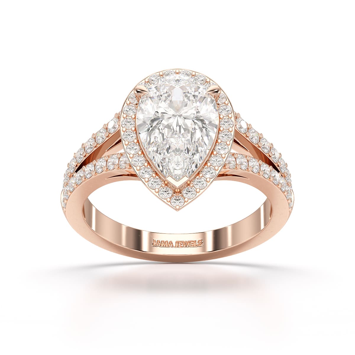 2.65 CT Lab Diamond Pear Cut Halo Ring