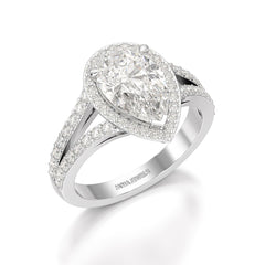 2.65 CT Lab Diamond Pear Cut Halo Ring