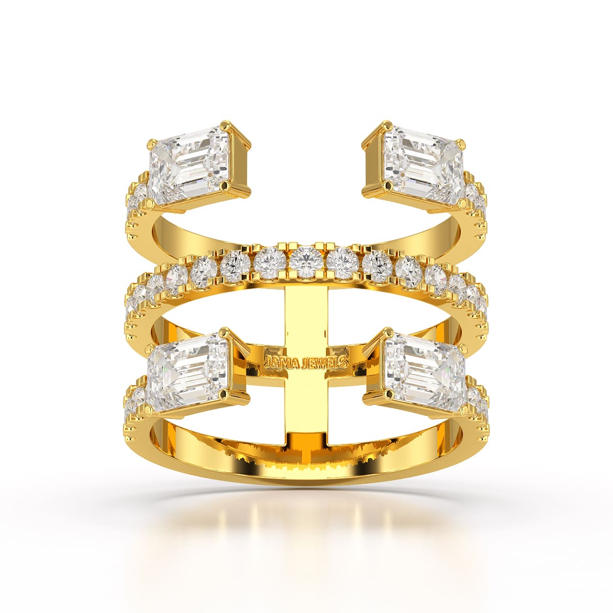 2.83 CT Three Layer Emerald Cut Lab Diamond Ring