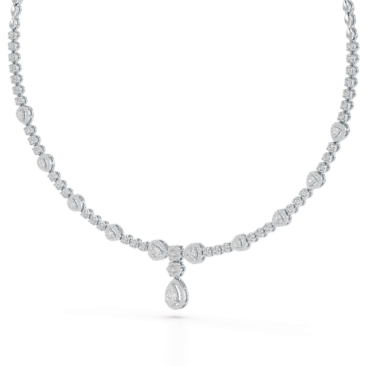 2.85 CT Pear Shape Lab Diamond Necklace