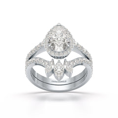 3 CT Marquise and Pear Cut Double Layer Lab Diamond Ring