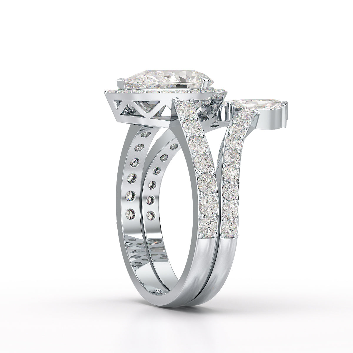 3 CT Marquise and Pear Cut Double Layer Lab Diamond Ring