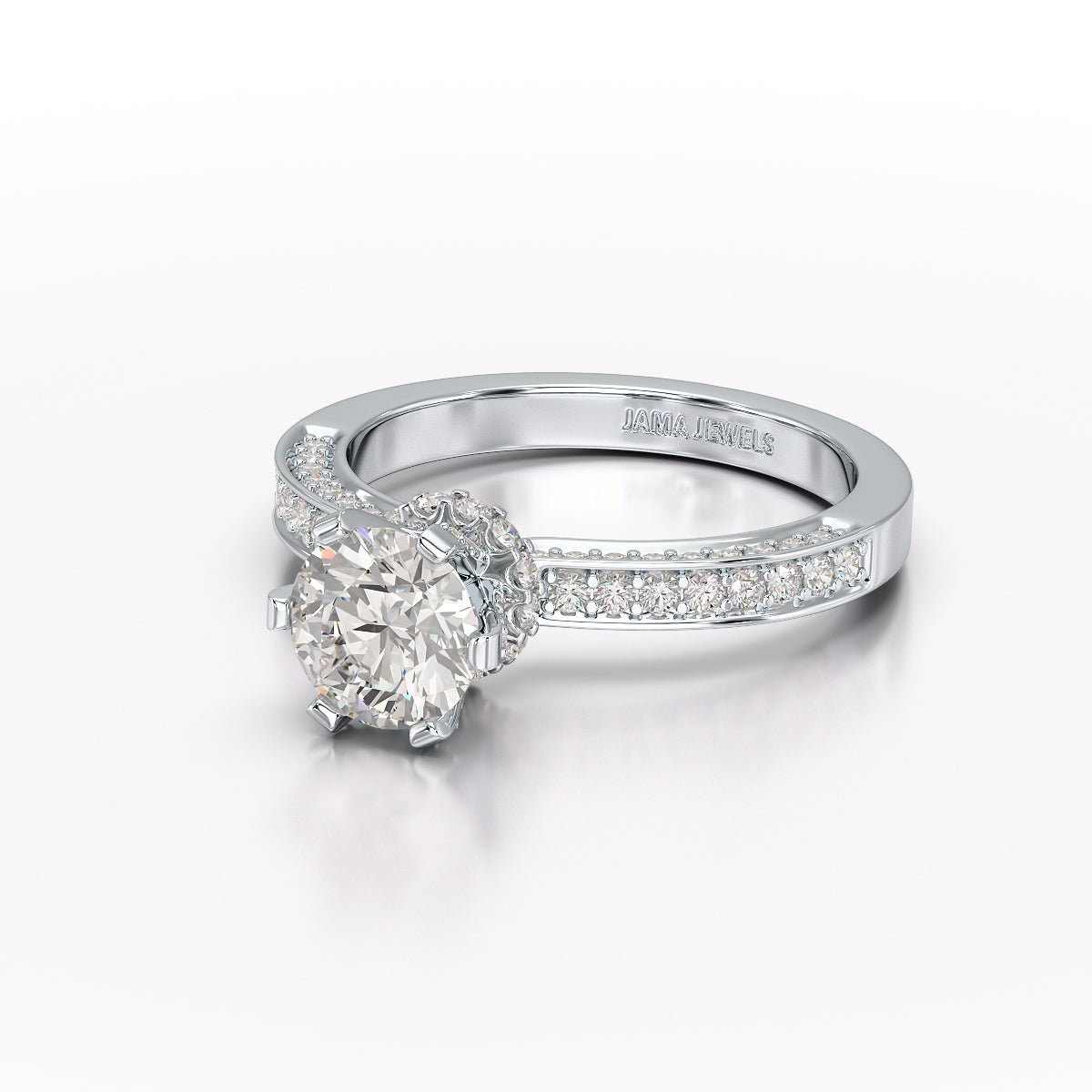 Round Lab Diamond 1.65 CT Simple Wedding Ring - Jama Jewels 