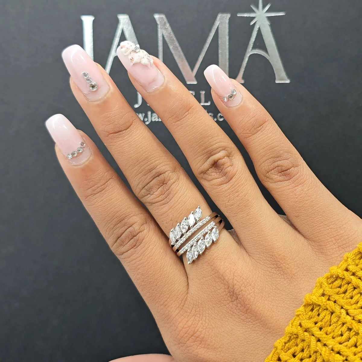 1.20 Lab Diamond Spiral Ring with Marquise and Round Diamonds (Ready for Delivery) Jama Jewels