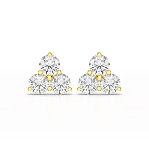2 CT Three Stone Round Lab Diamond Earring
