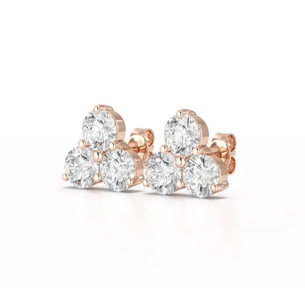 2 CT Three Stone Round Lab Diamond Earring