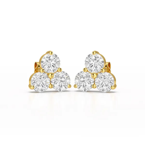 2 CT Three Stone Round Lab Diamond Earring
