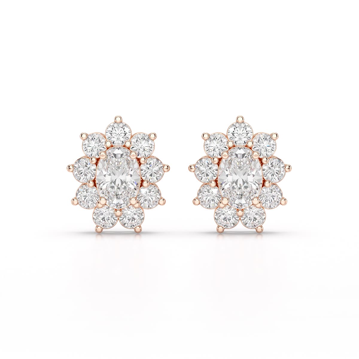 3.06 CT Lab Diamond Oval Cut Stud Earrings