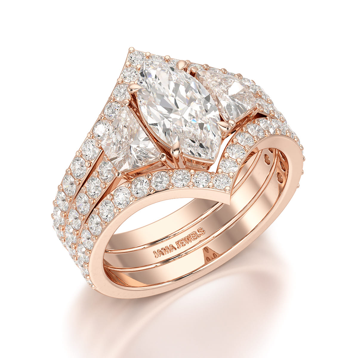 3.1 CT Marquise Cut Lab Diamond Layered Ring