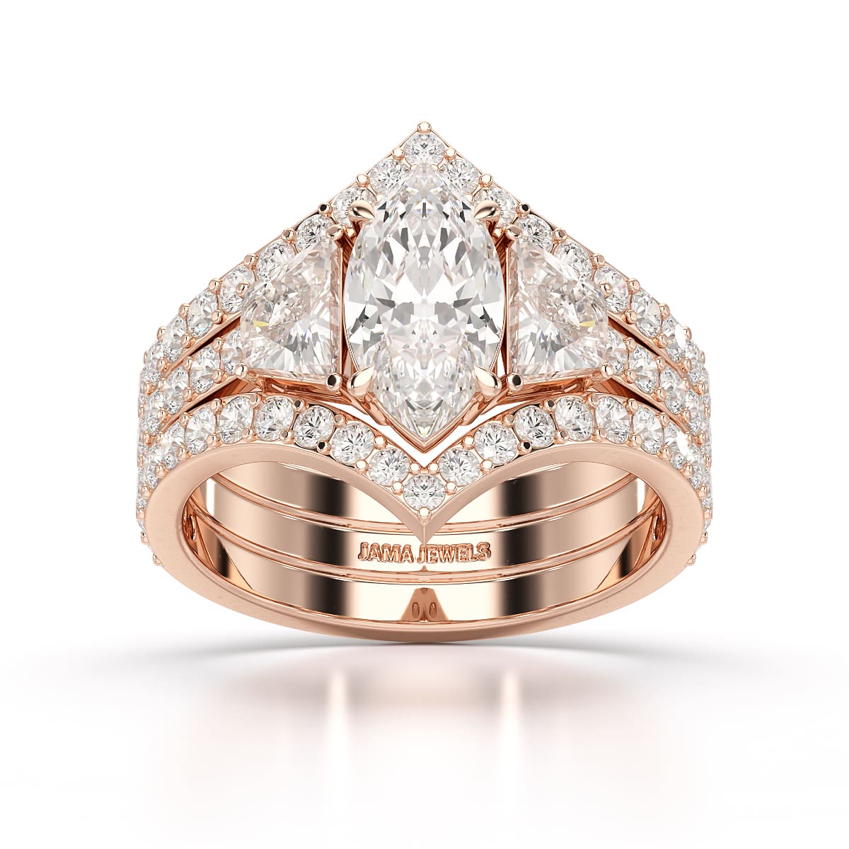 3.1 CT Marquise Cut Lab Diamond Layered Ring