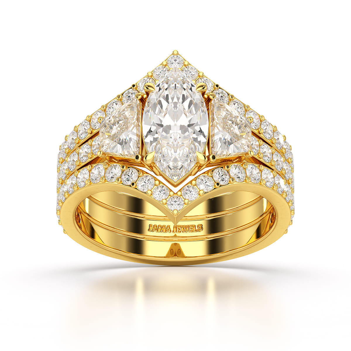 3.1 CT Marquise Cut Lab Diamond Layered Ring