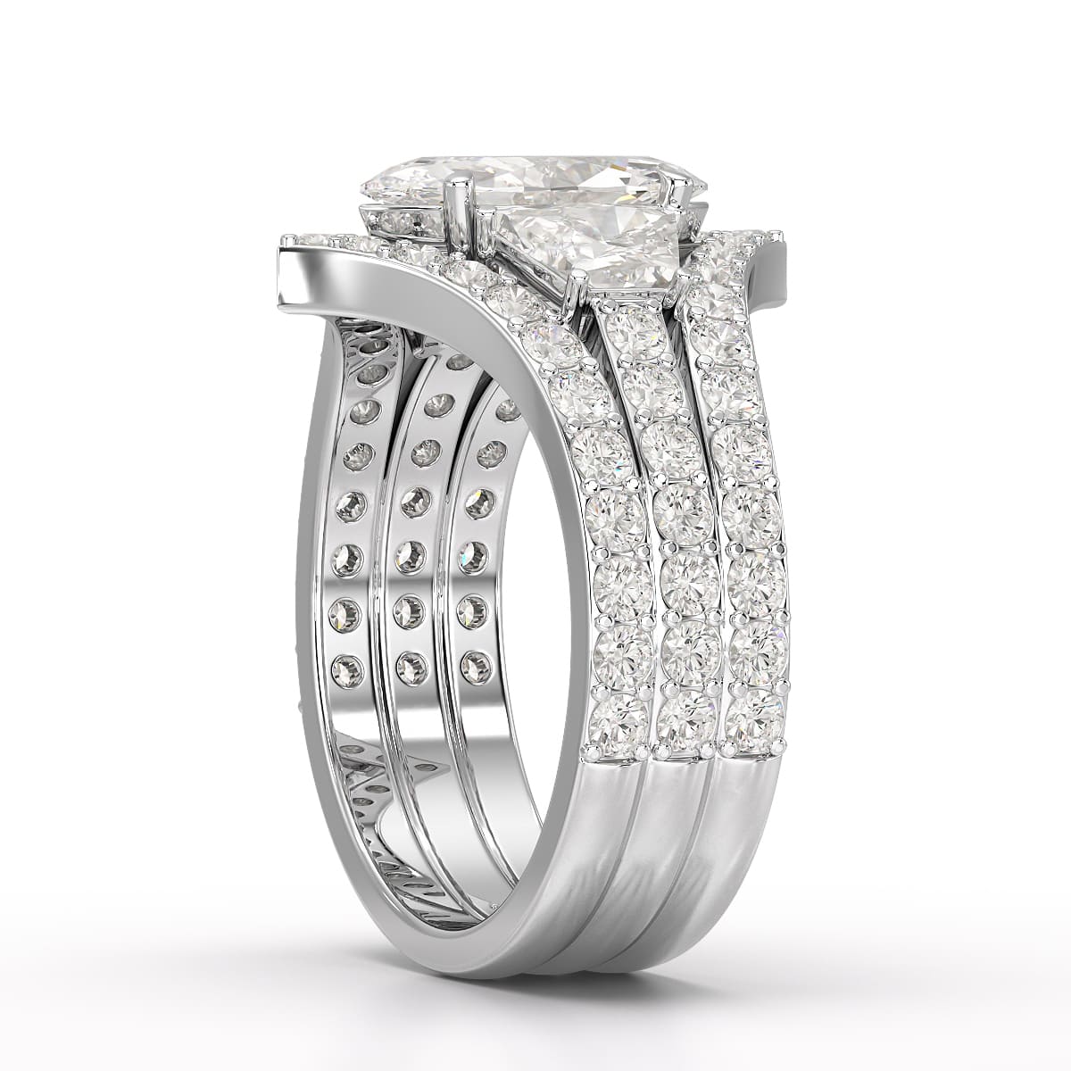 3.1 CT Marquise Cut Lab Diamond Layered Ring