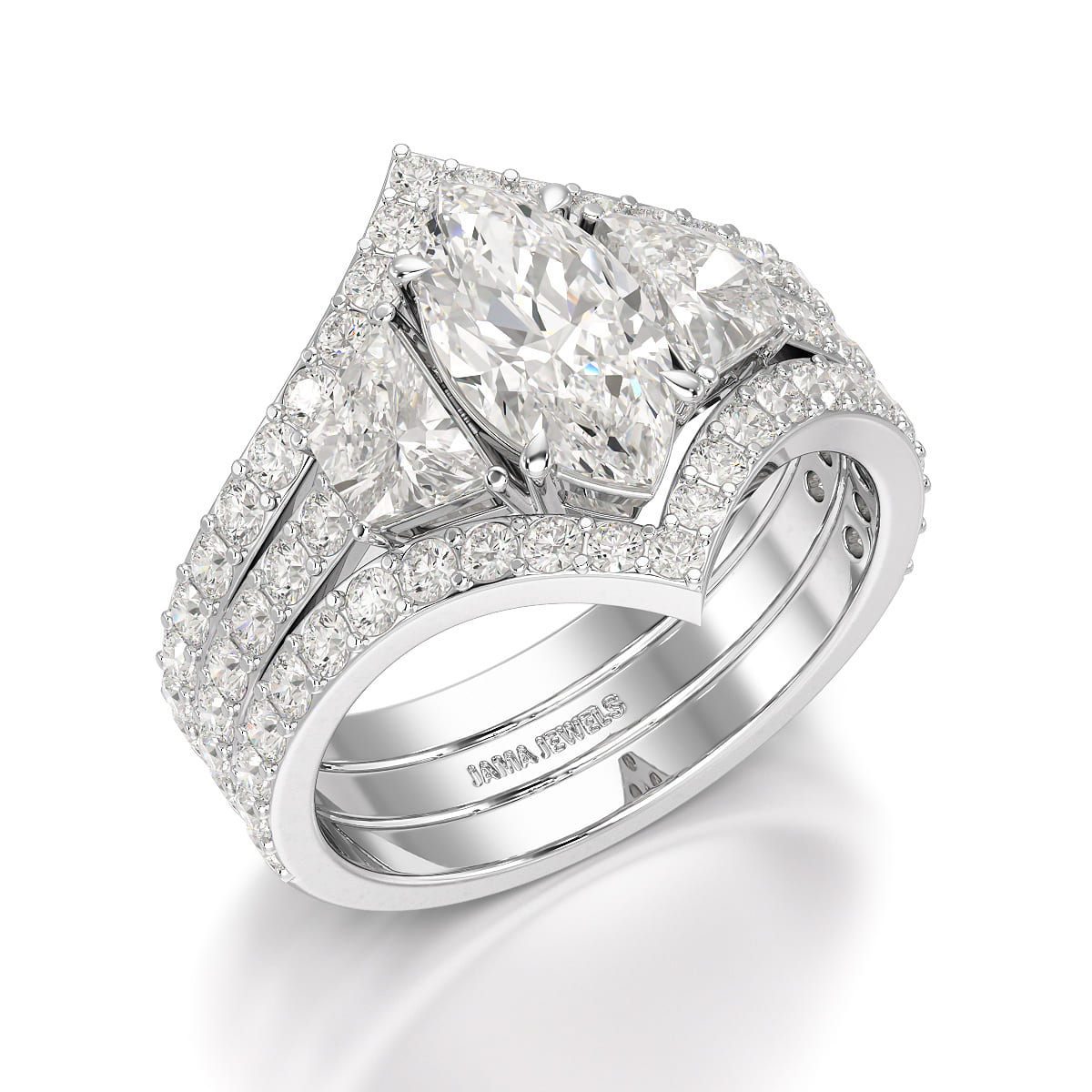 3.1 CT Marquise Cut Lab Diamond Layered Ring