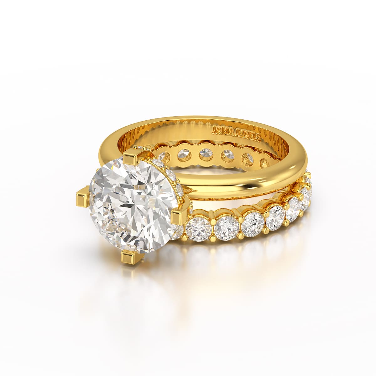 3.27 CT Round Cut Lab Diamond Hidden Halo Ring