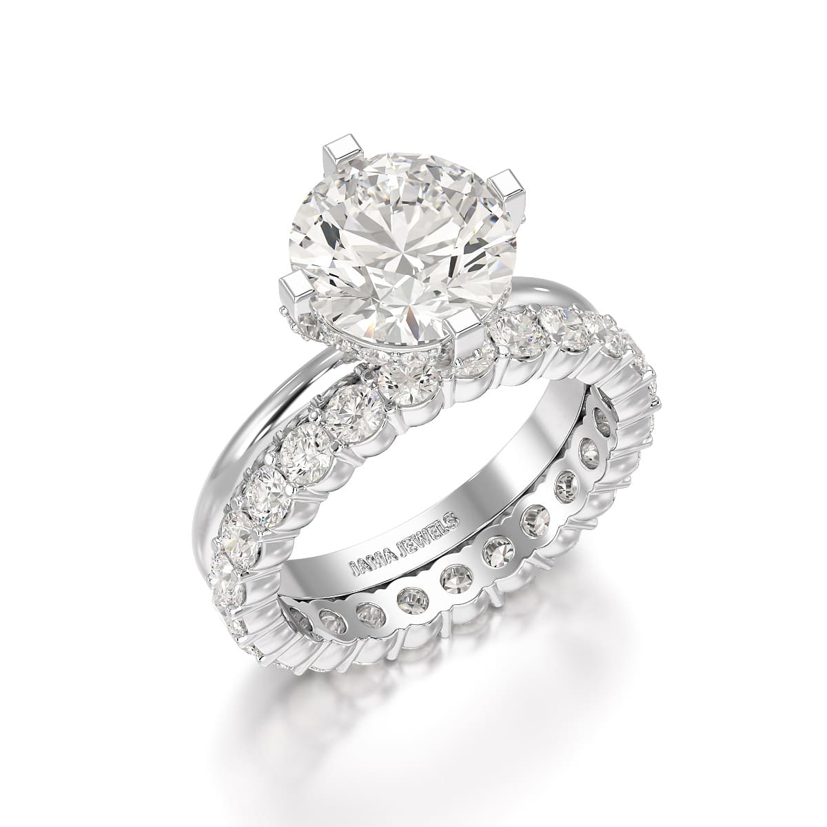 3.27 CT Round Cut Lab Diamond Hidden Halo Ring
