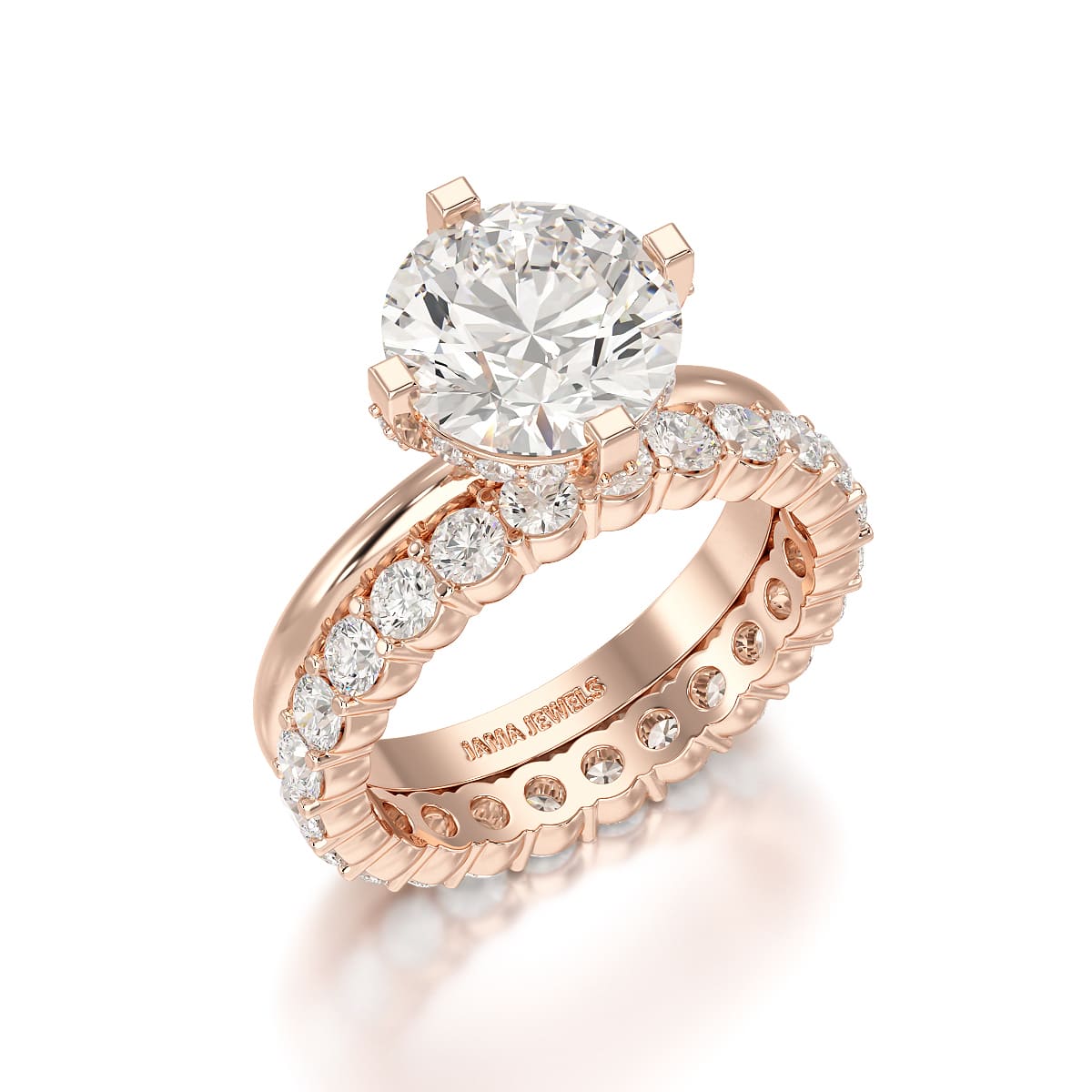 3.27 CT Round Cut Lab Diamond Hidden Halo Ring