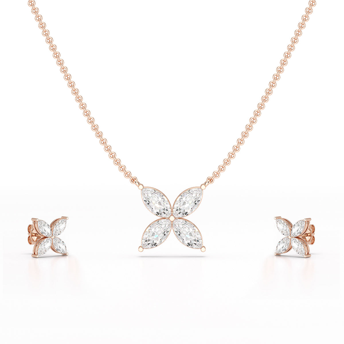3.2 CT Marquise Cut Lab Diamond Earring and Pendant Set