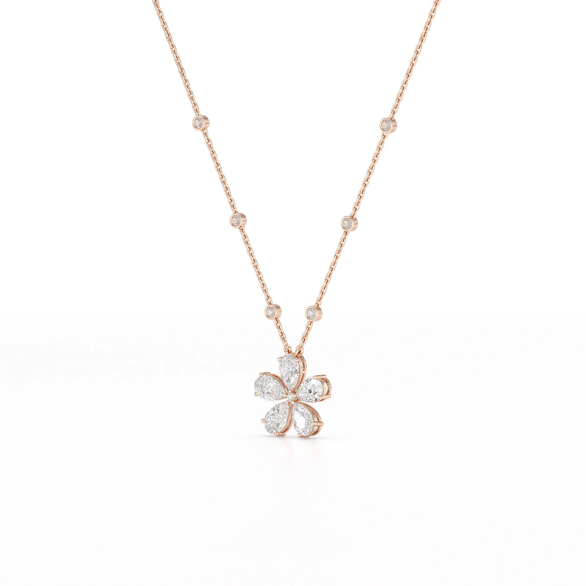 3.29 CT Pear Cut Lab Diamond Chain Pendant