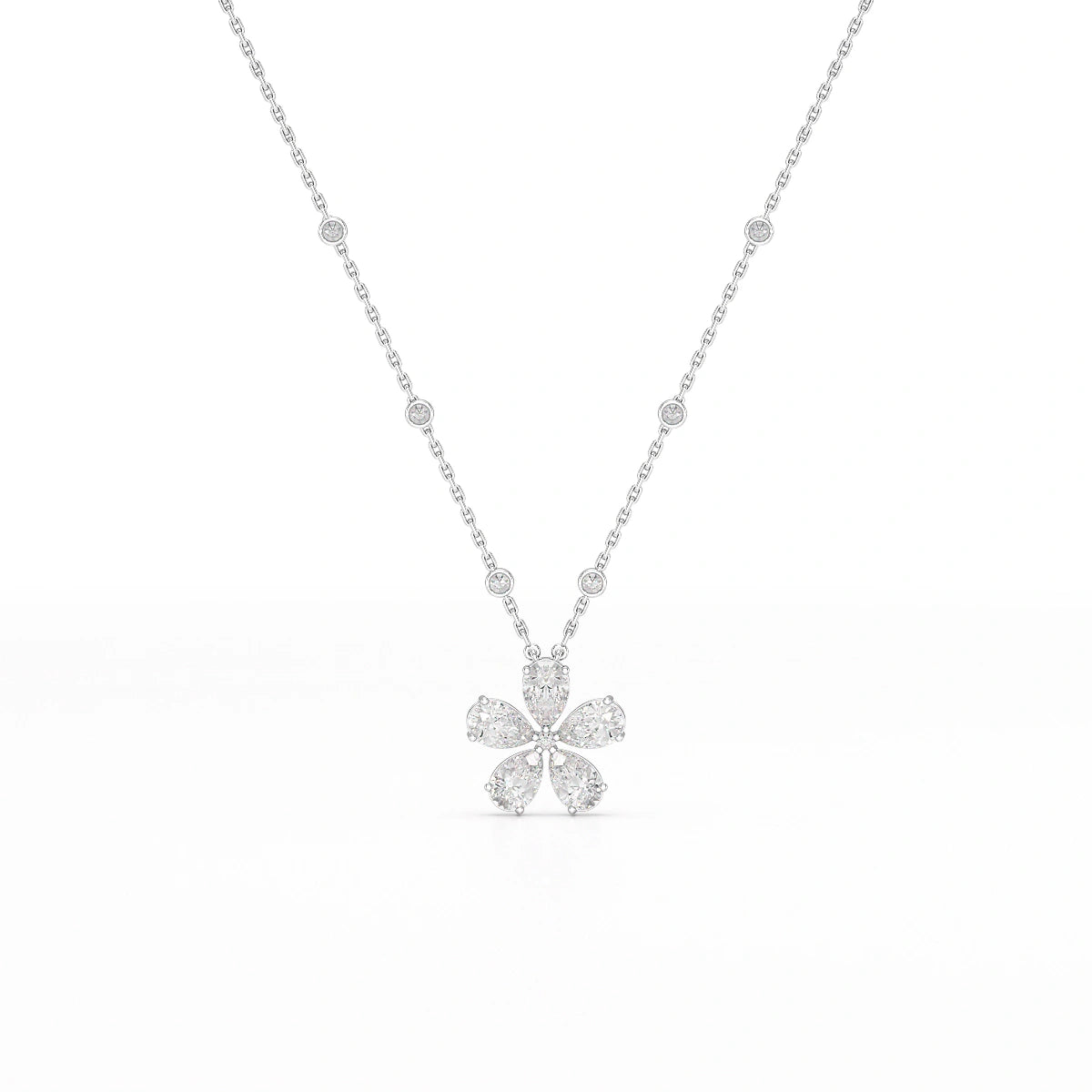 3.29 CT Pear Cut Lab Diamond Chain Pendant