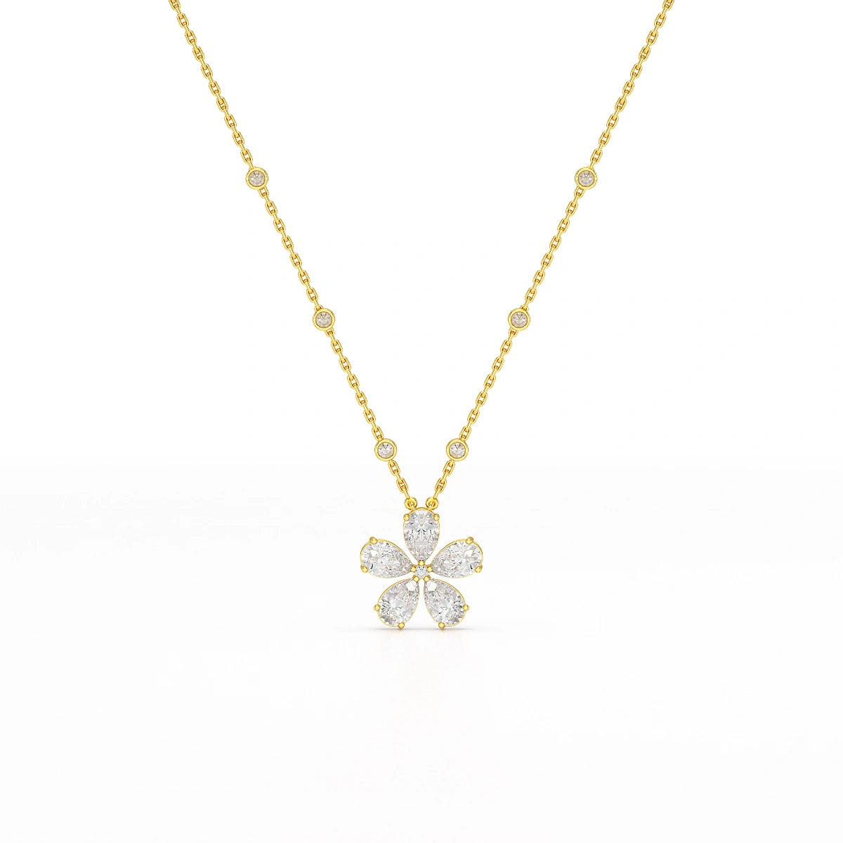 3.29 CT Pear Cut Lab Diamond Chain Pendant