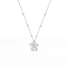 3.29 CT Pear Cut Lab Diamond Chain Pendant