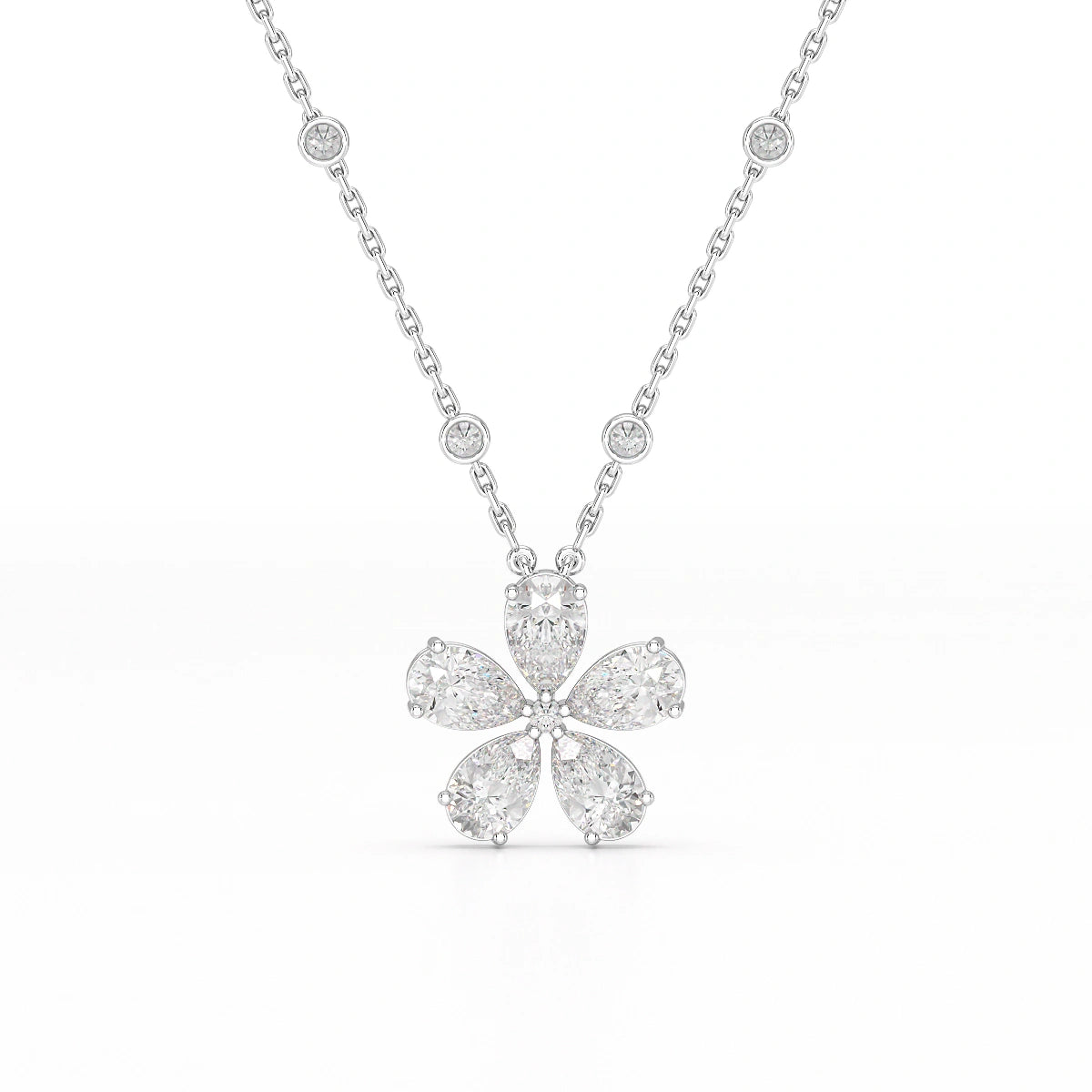 3.29 CT Pear Cut Lab Diamond Chain Pendant